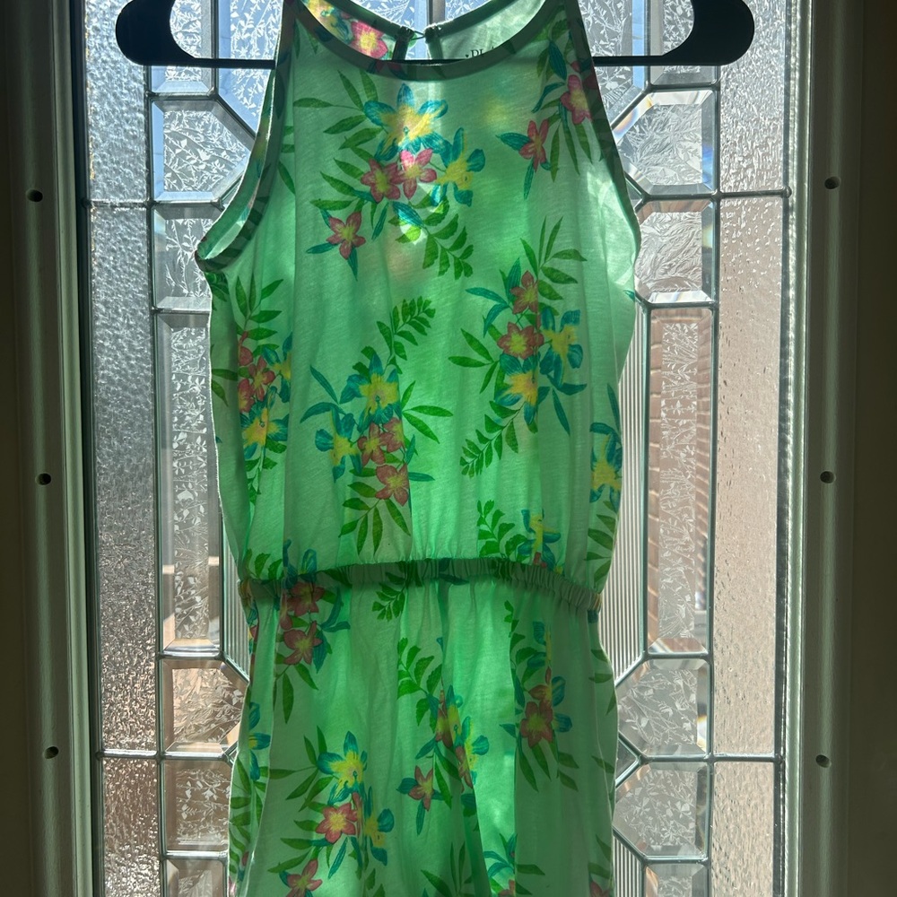 Floral Green Sleeveless Dress